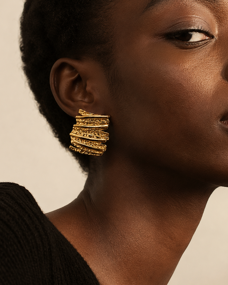 Steady Two tone Statement Earrings