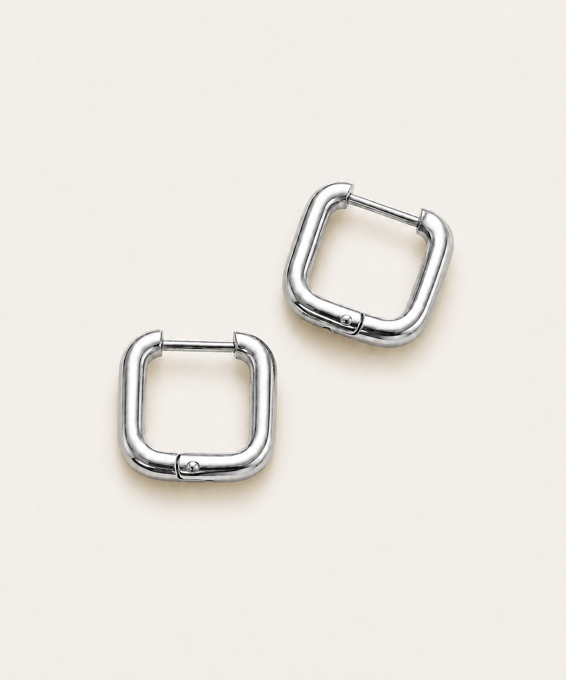 The Square Hoop Earrings - B E L O R I - Silver