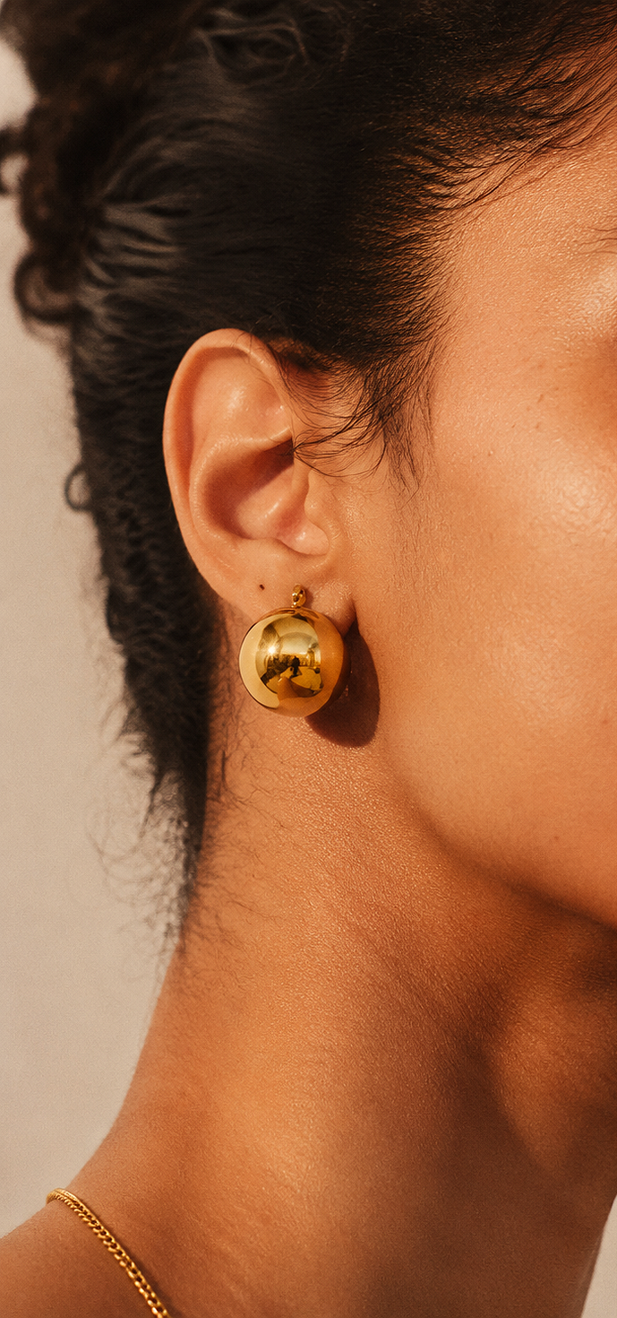 18k Gold Chunky Dome Hoops