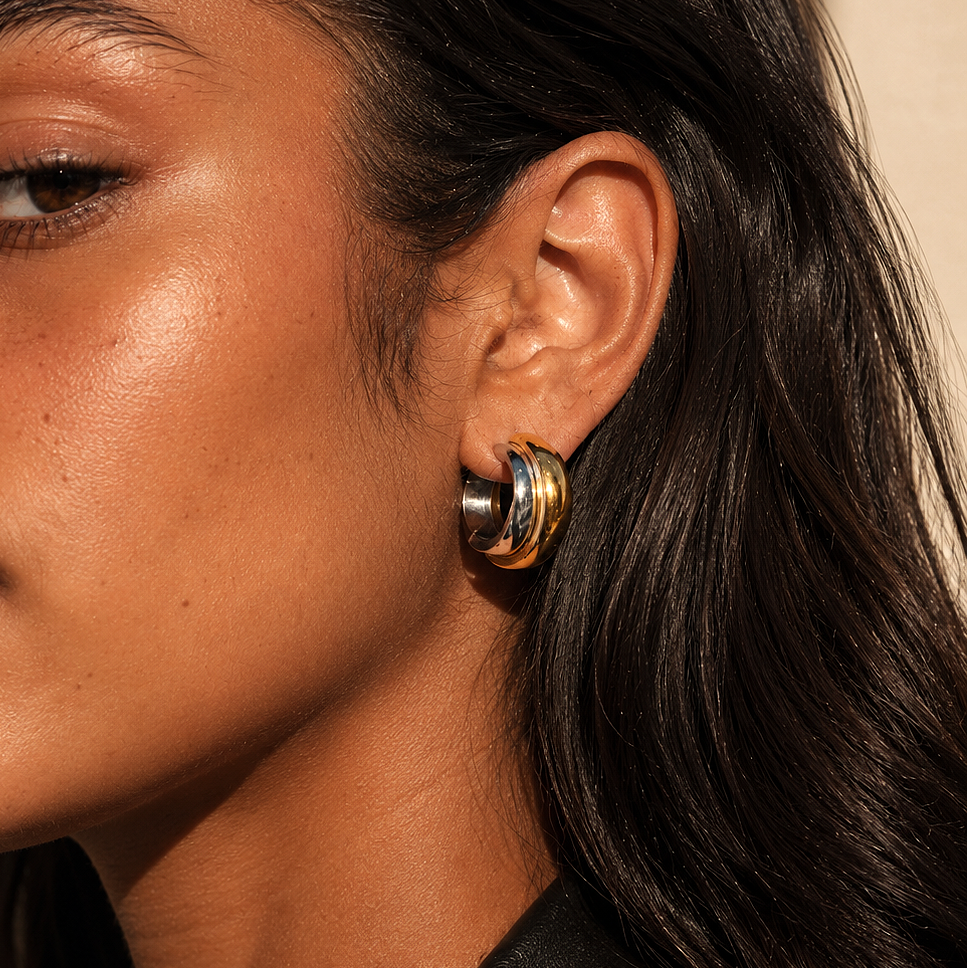 The Two Tone Chunky Hoop Earrings