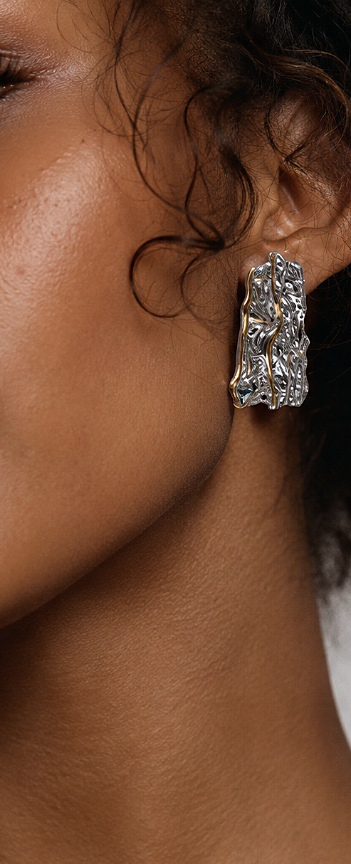 Offset Two-Tone Statement Earrings