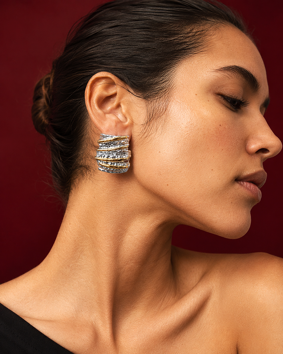 Steady Two tone Statement Earrings