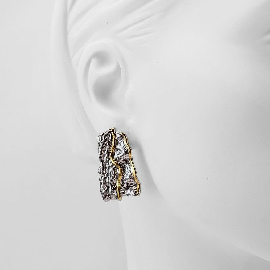 Offset Two-Tone Statement Earrings
